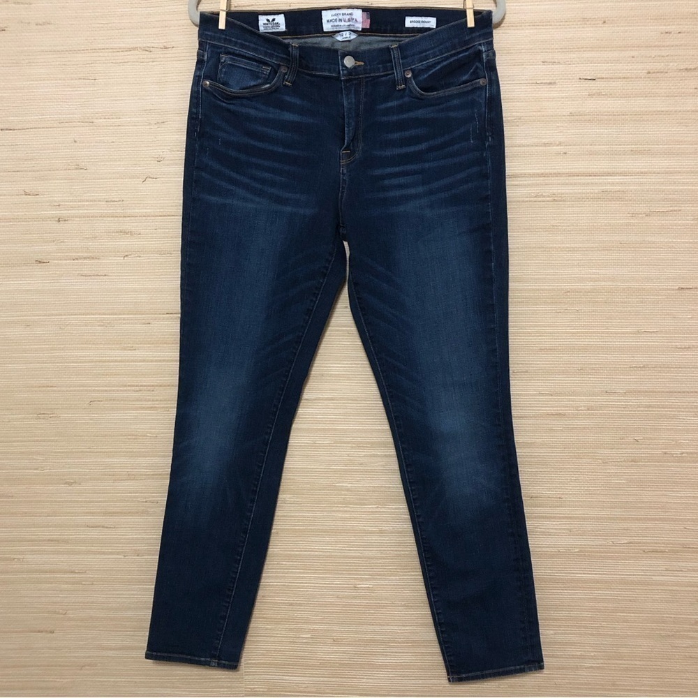 Lucky Brand Ankle Brooke Skinny White Oak Cone Denim Dark Wash Jeans Size 12/31
